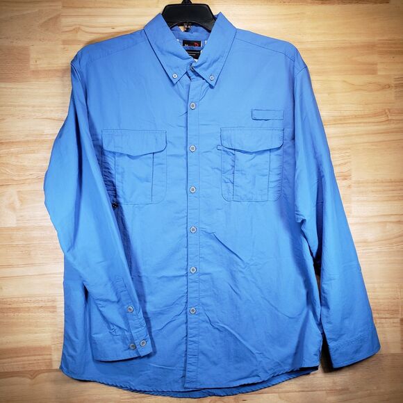 Baleaf Men’s Medium Blue Outdoor Long Sleeve Shirt Button Front Pockets - Picture 1 of 6